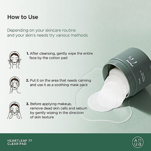 ANUA - Algodões Heartleaf 77 Clear Pad 160ml